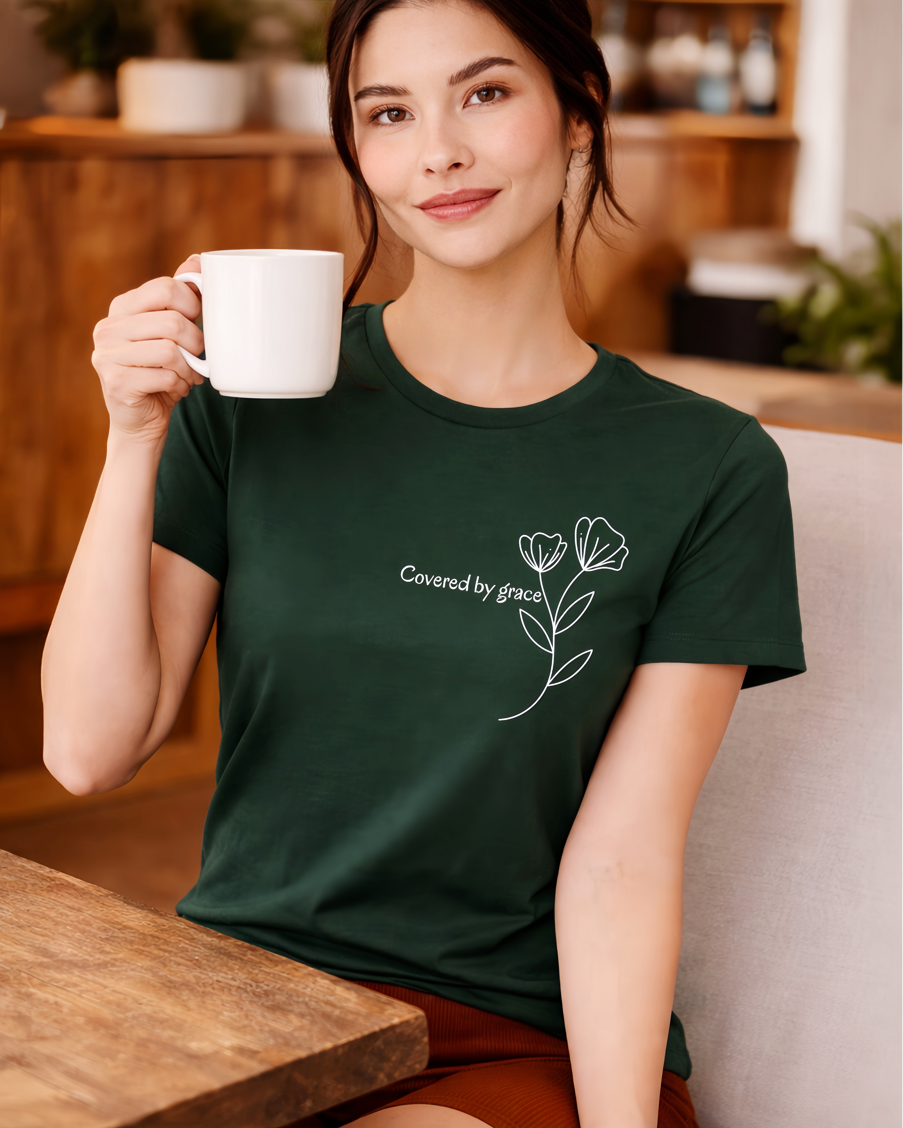 Covered by Grace T-Shirt - Christian Minimalist Shirt | Faith Inspired Tee | Soft Cotton Unisex Shirt