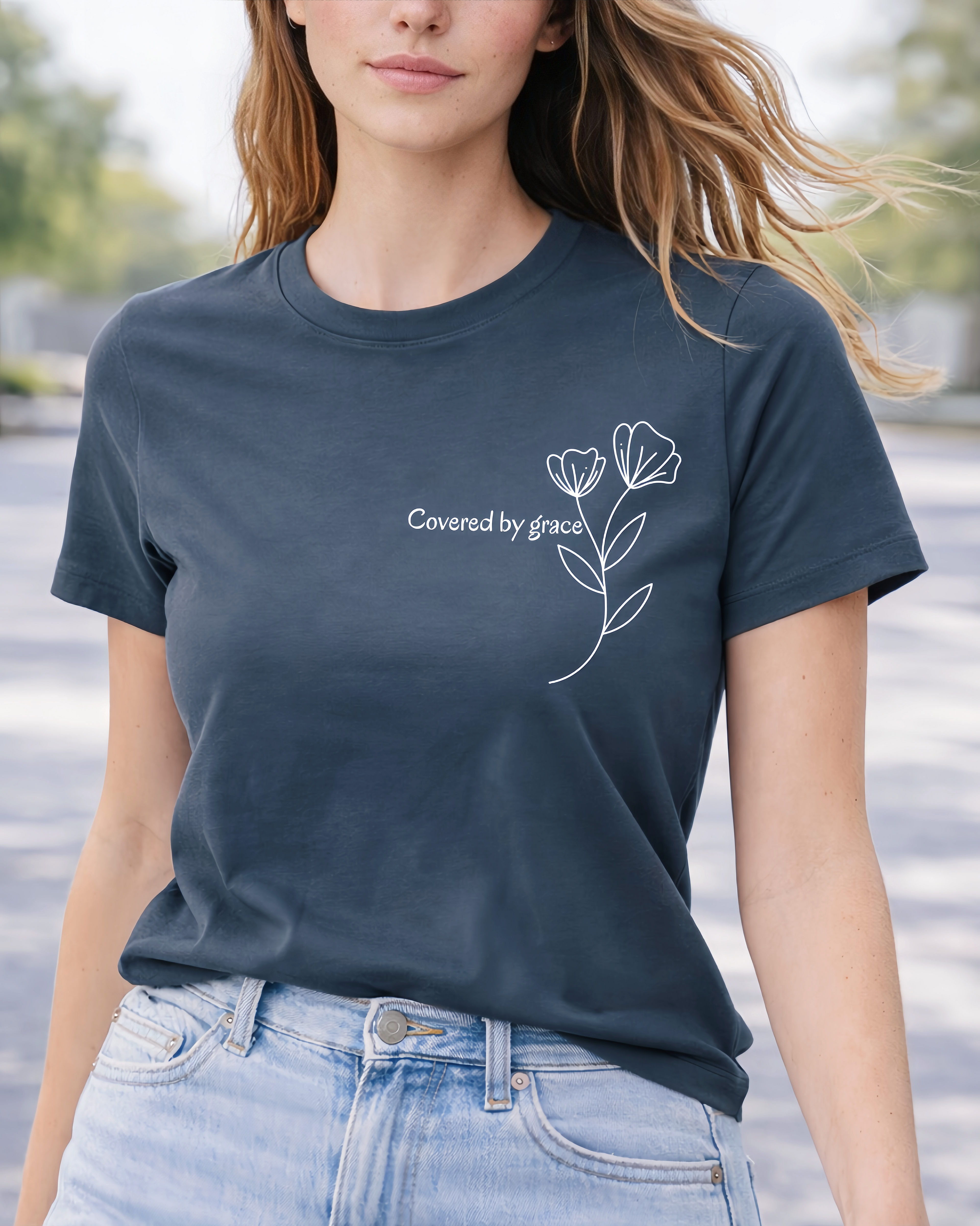 Covered by Grace T-Shirt - Christian Minimalist Shirt | Faith Inspired Tee | Soft Cotton Unisex Shirt